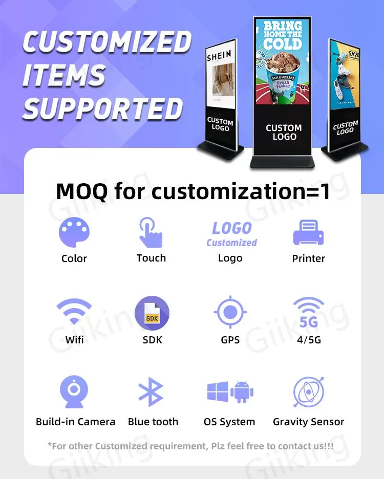 Kiosk digital sigange-floor stand signage-floor standing digital signage display- custom