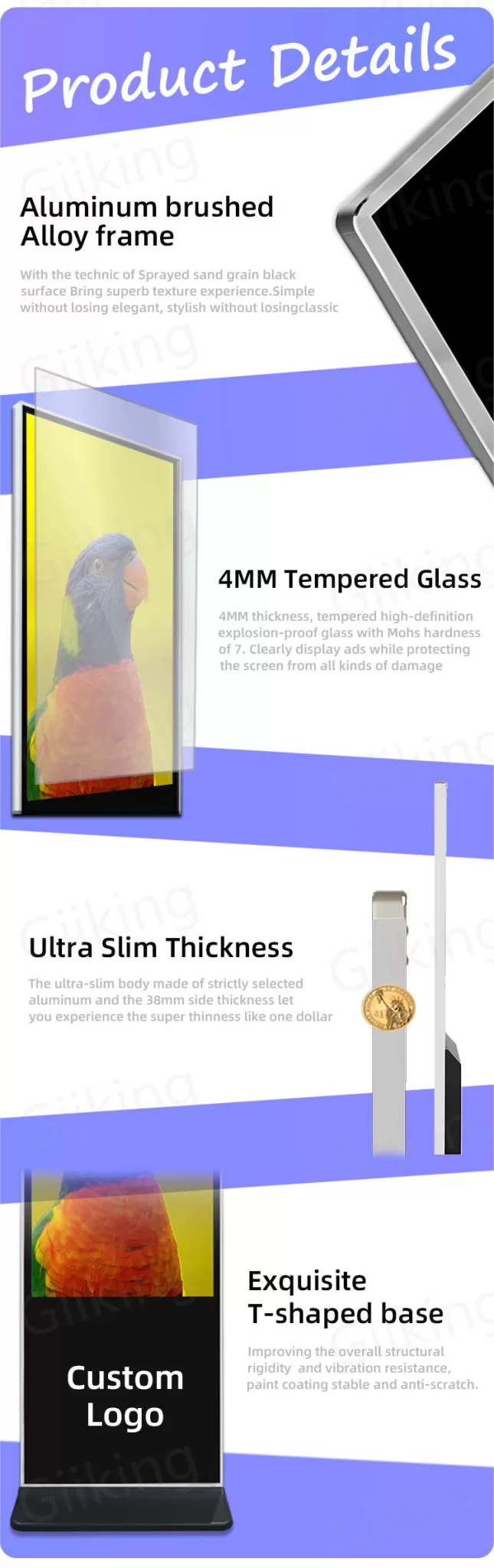 Kiosk digital sigange-floor stand signage-floor standing digital signage display-machines lay out