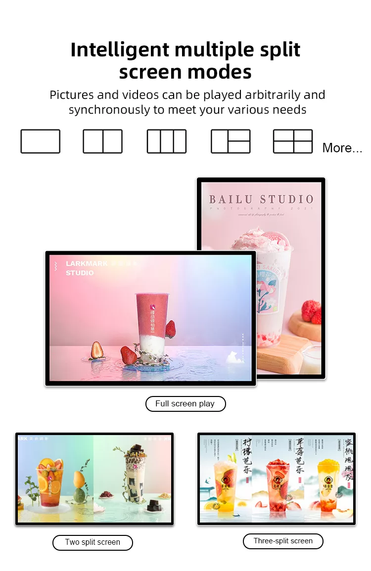 Wall mounted digital display screen- digital display screen advertising-digital signage solution providers-Split Screen Functions
