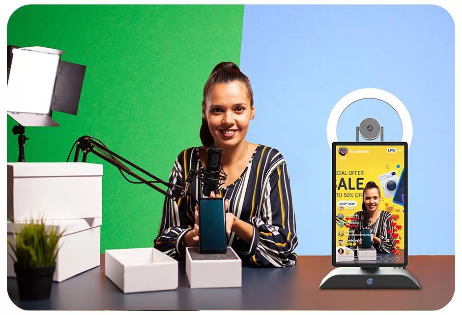 Giiking Intelligent Technology | <table style="height: 184px; width: 100%; border-collapse: collapse; border-color: #ffffff; background-color: #ffffff; border-style: none;"> <tbody> <tr style="border-style: none; border-color: #ffffff; background-color: #ffffff;"> <td style="width: 50%; height: 46px; border-style: none; border-color: #ffffff; background-color: #ffffff;"><span style="font-family: arial, helvetica, sans-serif;">● 15.6″ All-in-one Design</span></td> <td style="width: 50%; height: 46px; border-style: none; border-color: #ffffff; background-color: #ffffff;"><span style="font-family: arial, helvetica, sans-serif;">● Pro-level Live System</span></td> </tr> <tr style="border-style: none; border-color: #ffffff; background-color: #ffffff;"> <td style="width: 50%; height: 46px; border-style: none; border-color: #ffffff; background-color: #ffffff;"><span style="font-family: arial, helvetica, sans-serif;">● Sonny 800MP Camera</span></td> <td style="width: 50%; height: 46px; border-style: none; border-color: #ffffff; background-color: #ffffff;"><span style="font-family: arial, helvetica, sans-serif;">●  Adjustable Fill Lights</span></td> </tr> <tr style="border-style: none; border-color: #ffffff; background-color: #ffffff;"> <td style="width: 50%; height: 46px; border-style: none; border-color: #ffffff; background-color: #ffffff;"><span style="font-family: arial, helvetica, sans-serif;">● G+G Capacitive Touch</span></td> <td style="width: 50%; height: 46px; border-style: none; border-color: #ffffff; background-color: #ffffff;"><span style="font-family: arial, helvetica, sans-serif;">● MTK 8-Core Chipset</span></td> </tr> <tr style="border-style: none; border-color: #ffffff; background-color: #ffffff;"> <td style="width: 50%; height: 46px; border-style: none; border-color: #ffffff; background-color: #ffffff;"><span style="font-family: arial, helvetica, sans-serif;">● Android 11 System</span></td> <td style="width: 50%; height: 46px; border-style: none; border-color: #ffffff; background-color: #ffffff;"><span style="font-family: arial, helvetica, sans-serif;">● Rich Interface</span></td> </tr> </tbody> </table>
